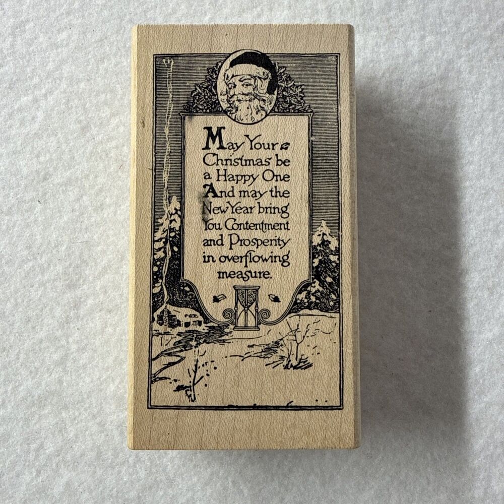 Stamp Francisco Vintage 1980s Santa Christmas Rubber Stamp Holiday Card Wood Mou